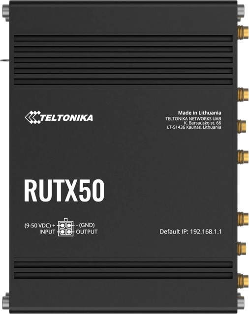 Teltonika RutX50 5G LTE Router in Schwarz mit Ethernet/LAN und Cellular-Anschluss - Bild 1