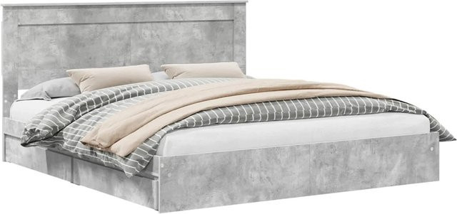 vidaXL Stauraumbett mit Schubladen in Betongrau, B/T/H: 200 x 200 x 100 cm - Bild 1