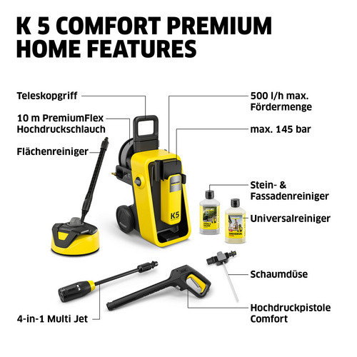 Kärcher Home & Garden K 5 Comfort Premium Home Hochdruckreiniger in Gelb mit 145 bar und App-Control - Bild 5