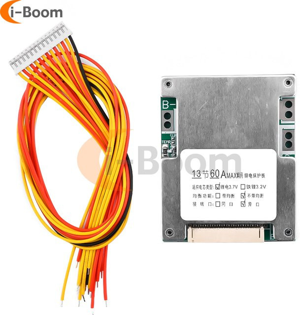 Aideepen BMS-Modul 13S 60A Lithium-Batterie Ladeschutzplatine mit Überladungs- und Tiefentladungsschutz sowie Temperaturkontrolle in Silber - Bild 1