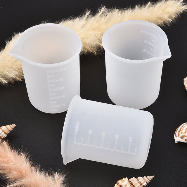 5er Set Silikon Messbecher von LIEBE ENGEL, transparent mit Skala, 100 ml, ideal für Lebensmittel und DIY-Projekte wie Epoxidharz oder Schmuckherstellung - Bild 1