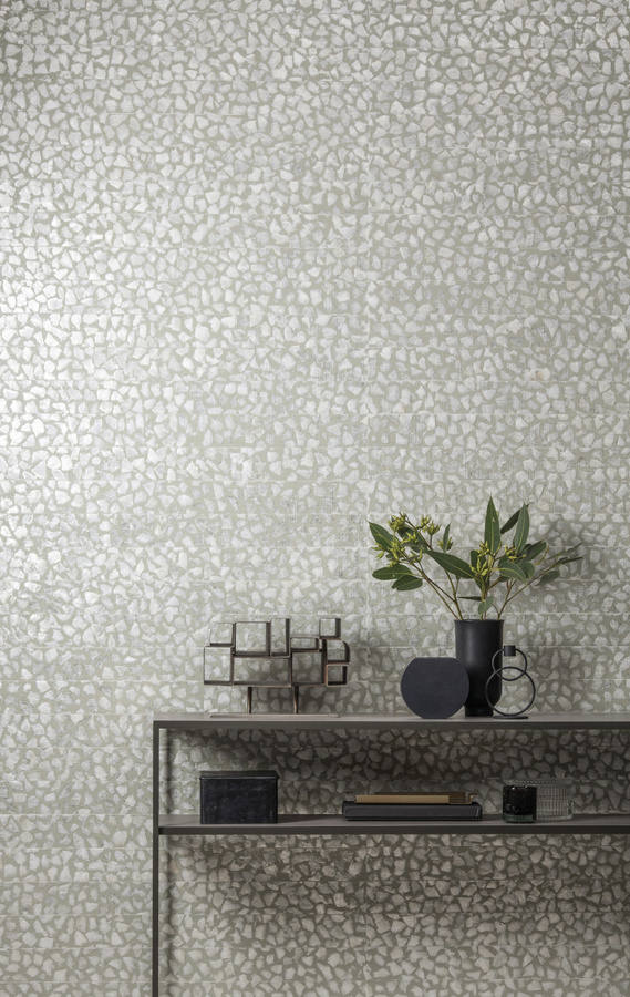 Omexco Tapete Seraya 17 SRA1702 in Grau mit abstraktem Naturdesign aus Vlies - Bild 1