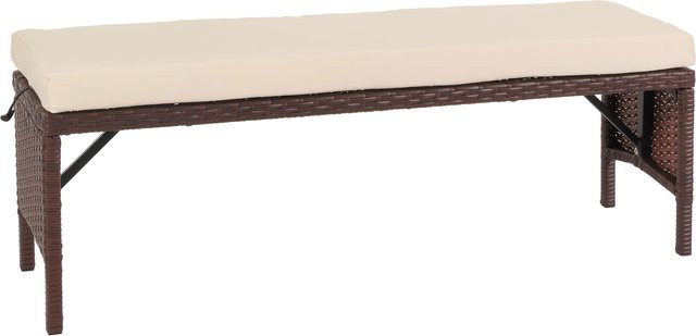 MCW Poly-Rattan Sitzbank G16 in Braun mit beigen Kissen, Breite: 112 cm - Bild 1
