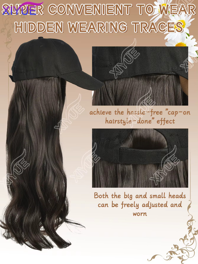 XIYUE Perücke, lang gewellt, synthetisch, schwarzbraun, Damen - Bild 3