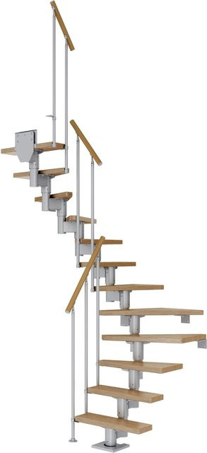 Dolle Mittelholmtreppe Dublin in Eiche Perlgrau mit 12 Stufen für eine Raumhöhe bis 292 cm und einer Breite von 75 cm - Bild 1