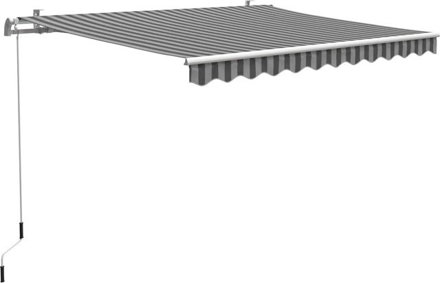 Gelenkarmmarkise Aventura aus Aluminium mit Handkurbel und Polyestergewebe, Farbe: Grau-Weiß, B: 300 cm, T: 200 cm - Bild 1