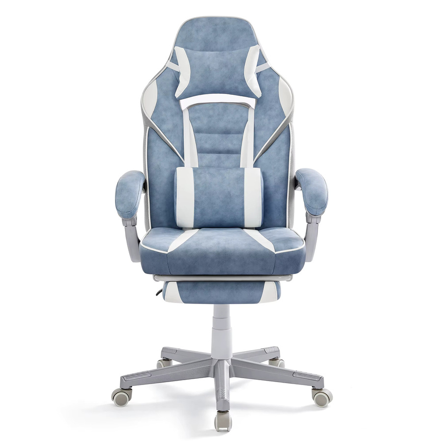 Ergonomischer SONGMICS Bürostuhl in Blau mit ausziehbarer Fußstütze, Kopfkissen und Lendenkissen für dein Home-Office - Bild 2