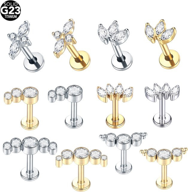 SWANJO Piercing Ring, Titan, Gold, Zirkonia, Unisex - Bild 1