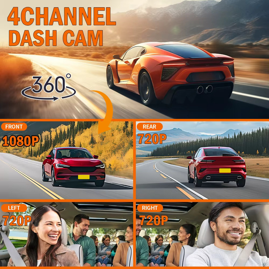 Etymoofox 4K Dashcam mit 360 Grad Rundumschutz, Fahrzeug-DVR-Videorecorder inklusive Nachtsicht und Loop-Aufnahme, Schwarz - Bild 3
