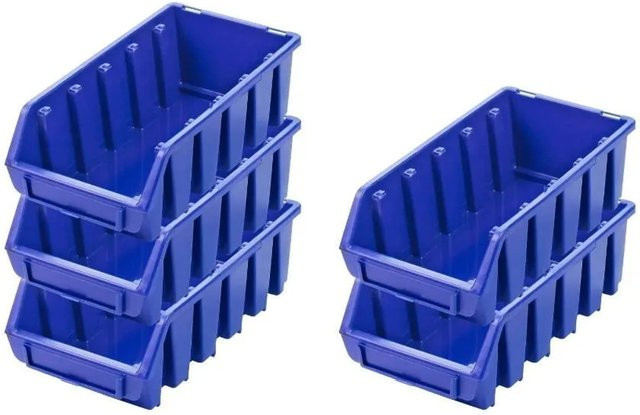 PROREGAL Sichtlagerboxen Set 5er Pack Blau, H x B x T: 7,5 x 11,6 x 21,2 cm - Bild 1