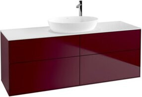 V&B Waschtischunterschrank Finion in Peony Matt, Farbe: Weiß, B/T/H: 160 x 50,1 x 50,1 cm - Bild 1