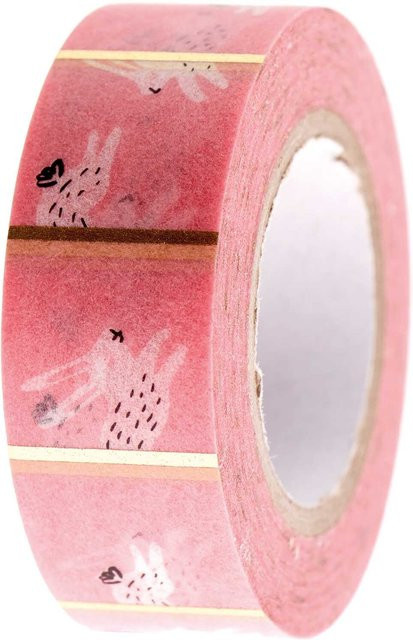 Rico Design Paper Poetry Washi Tape Bunny Hop in Rosa, Breite: 1,5 cm, Länge: 10 m - Bild 1