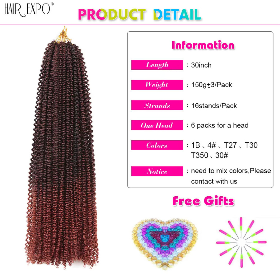 Passion Twist Häkelhaar, synthetische Flechthaar Verlängerungen, Ombre, Wasserwelle - Bild 6