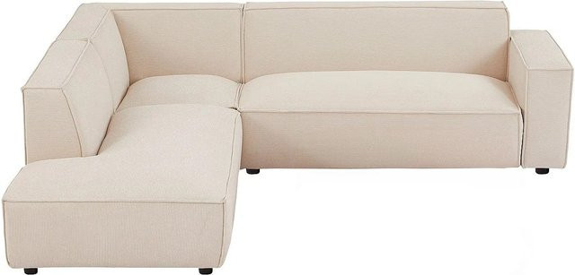 Vente-unique Sofa Borore in Beige mit Cord-Bezug, L-Form, Breite: 256 cm - Bild 1
