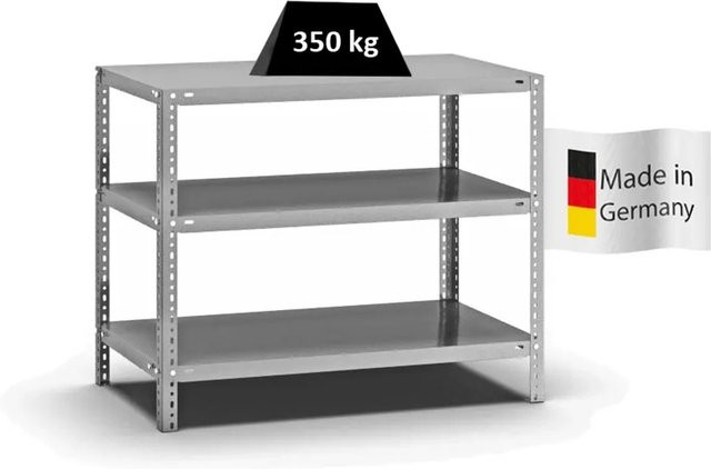 PROREGAL Heavy-Duty Fachbodenregal Schraubsystem, verzinkt, Farbe: Silber, H x B x T: 80 x 100 x 50 cm, 3 Ebenen, beidseitig nutzbar - Bild 1