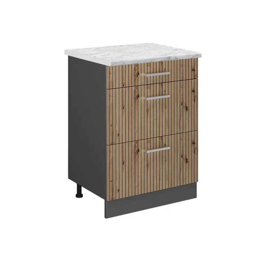 Vicco Küchenunterschrank R-Line Artisan-Eiche und Anthrazit mit Marmor-Optik, B/T/H: 60 x 31,73 x 81,6 cm - Bild 2