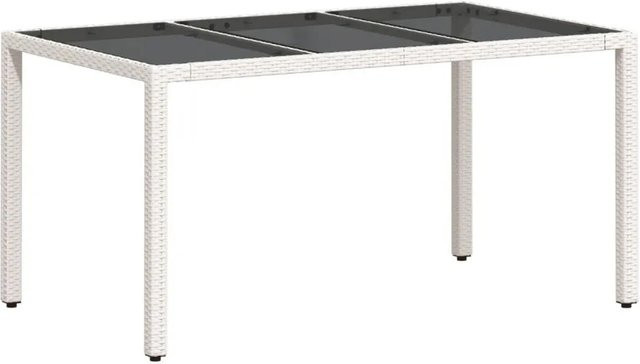 Furnicato Gartentisch aus weißem PE-Rattan mit Hartglasplatte für den Außenbereich B/T/H: 150 x 90 x 75 cm - Bild 1