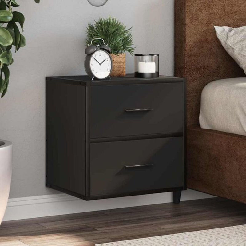Vidaxl Wand-Nachttisch Modern in Schwarz aus Holzwerkstoff und Metall, B/T/H: 40 x 31 x 39,5 cm - Bild 1