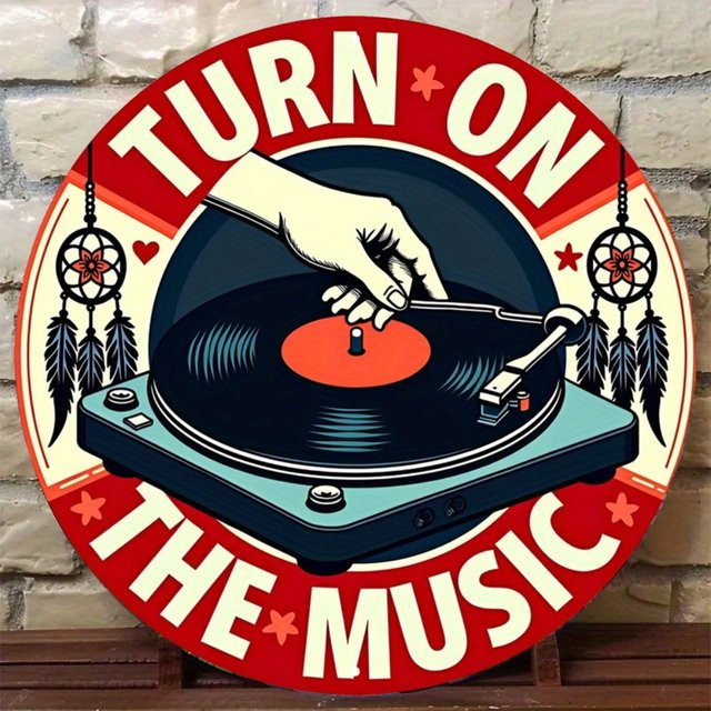 HELLOYOUNG 2D flacher Musik-Plattenspieler im Vintage-Design, Multicolor, B/T/H: 20 x 20 x 20 cm - Bild 1
