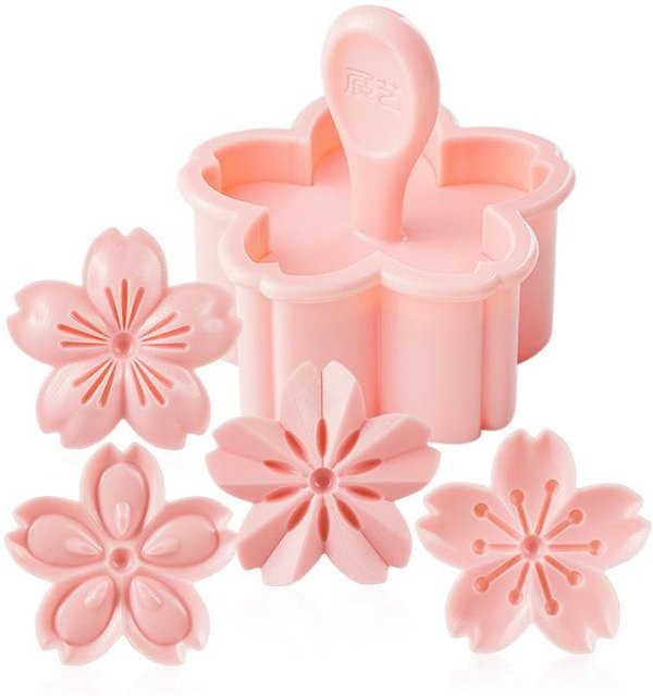 SEEQS 5er Set Cookie Cutter in Kirschblüten-Optik, Rosa, Ausstechformen für Keks und Fondant - Bild 1