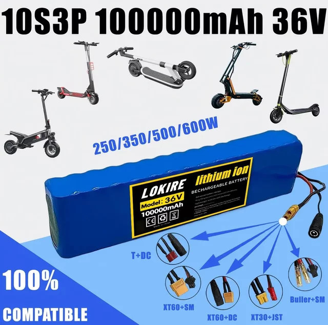 Ryobi Lithium-Ionen-Akkupack 36V 100Ah Blau mit BMS und Ladegerät für Fahrrad und Roller - Bild 1