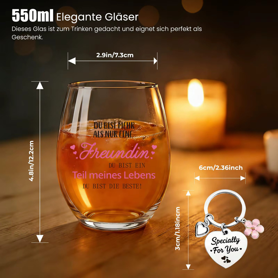 BeBeiZi Weinglas ohne Stiel mit Spruch, transparent, 550 ml - Bild 4