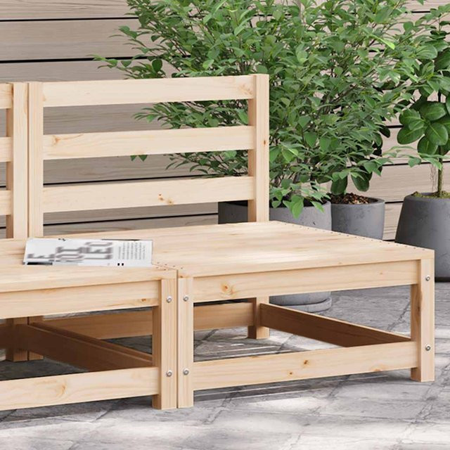 vidaXL Gartensofa aus Kiefernholz ohne Armlehnen, Farbe: Braun/Beige, B/T/H: 70 x 70 x 67 cm - Bild 2