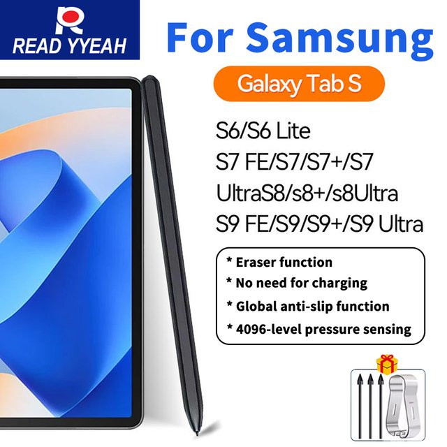 Samsung Stylus mit Radiergummi und Palm Rejection für Galaxy Tab S6 Lite S7 S8 S9 Tablets, Schwarz, inklusive 3 Spitzen - Bild 1