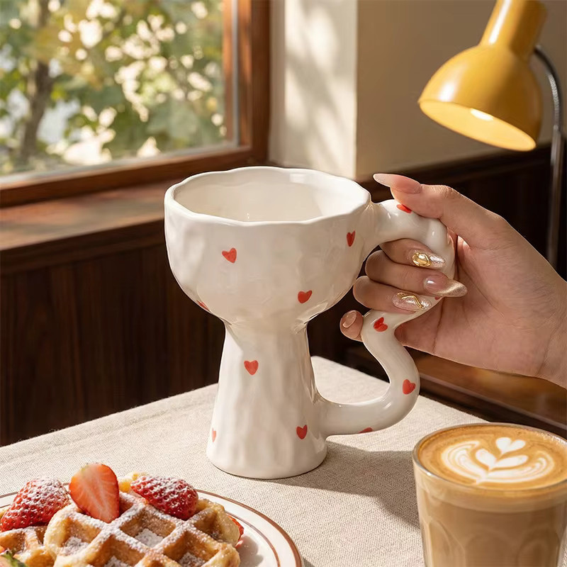 Handbemalter Keramikbecher im Vintage-Stil von PDQ für Kaffee und Tee - Bild 4