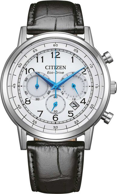 Citizen Chronograph, Solar, Edelstahl, Leder, 42 mm, Herren - Bild 1