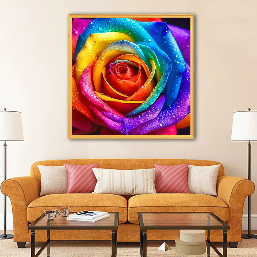Huacan DIY 5D Diamantmosaik Rose Blumenkunst Wanddekoration in Bunt - Bild 3