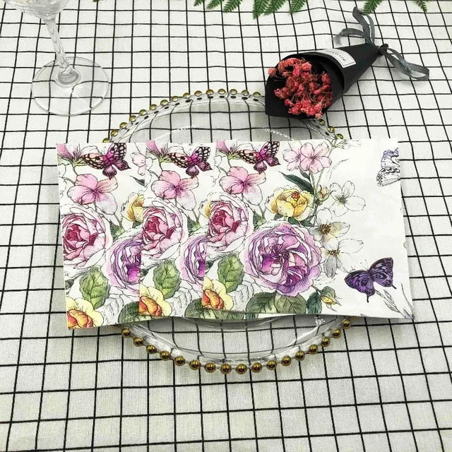 GUANYAO Bunte Papier-Servietten mit Blumenmuster, 20 Stück - Bild 1