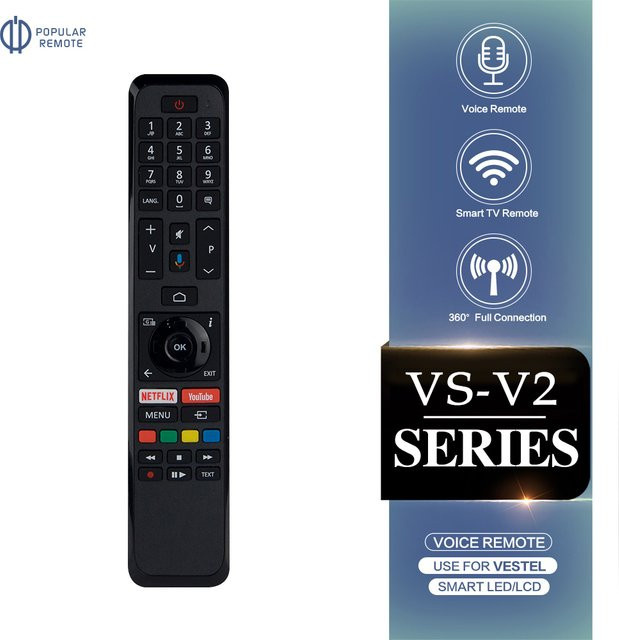 Sprachfernbedienung VS-V2 CT-8556 RC43160 in Schwarz kompatibel mit Toshiba Smart TV Modellen CT-8557 CT-8555 CT-8558 65UA2B63DB 43UA2063DA LT50VA6900P - Bild 1