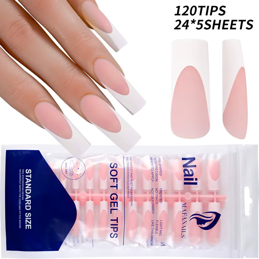MAFANAILS Künstliche Nägel, Acryl, Weißer Rand, 120 Stück, Unisex - Bild 5