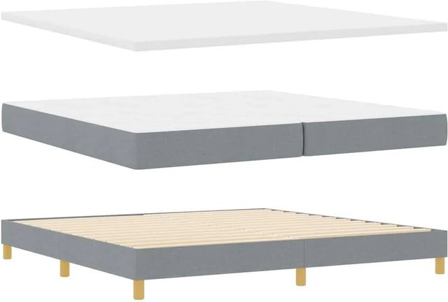 vidaXL Boxspringbett mit Matratze in Grau, B/T/H: 200 x 200 x 280 cm - Bild 1