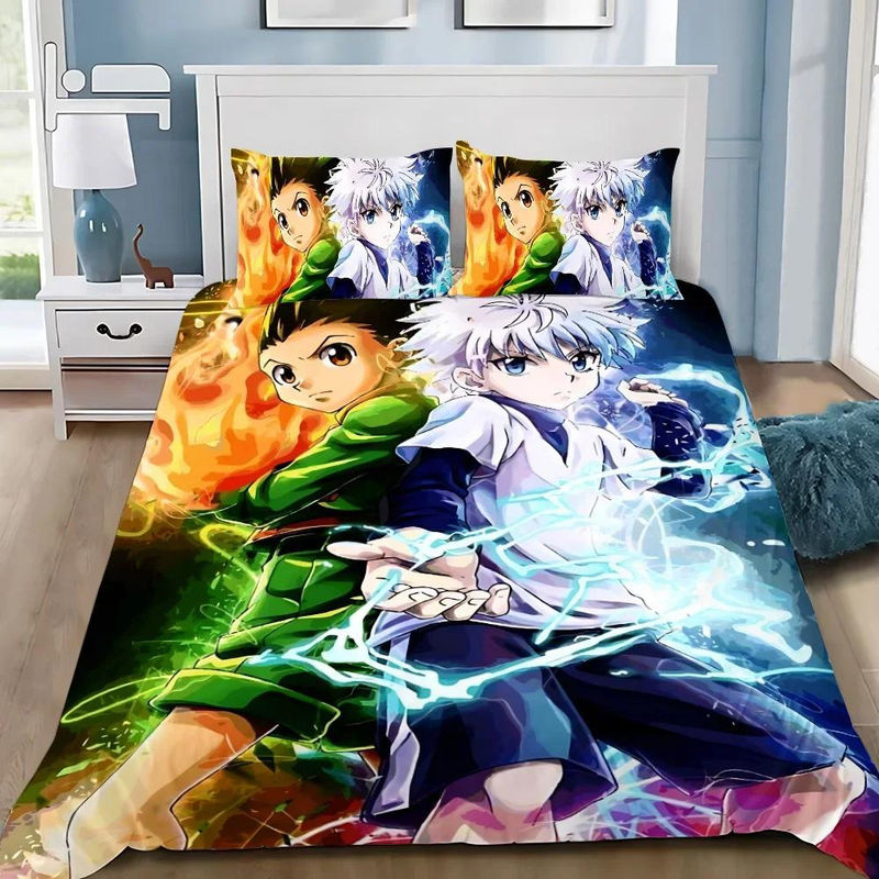 Hunter x Hunter Bettwäscheset mit Anime-Motiv von Binchi Fitness, bestehend aus Bettbezug und Kissenbezug, Mehrfarbig, Breite: 100 cm, Breite: 135 cm - Bild 2