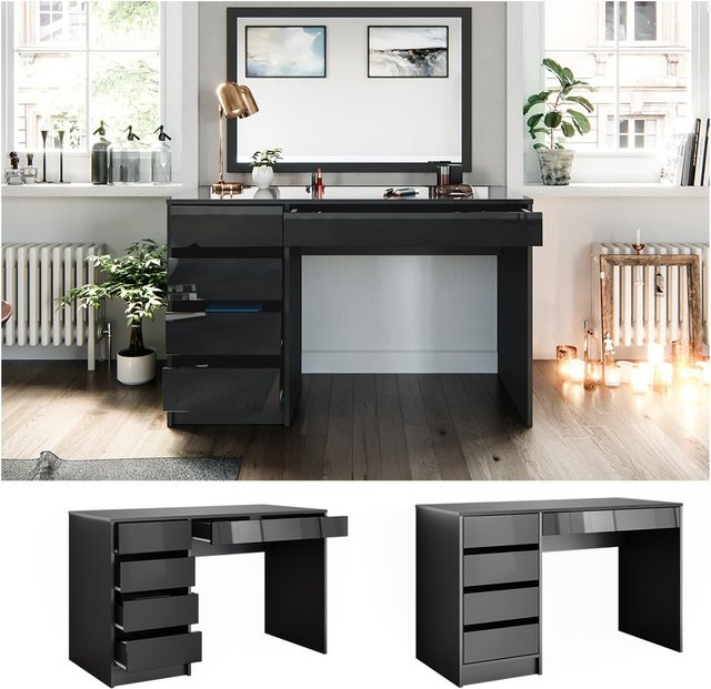 Vicco Schminktisch Sherry Anthrazit Hochglanz B/T/H: 120 x 40,4 x 75 cm - Bild 1