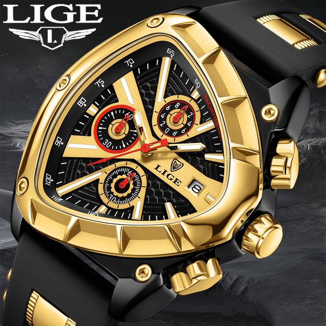 Lige Armbanduhr Chronograph, Quarz, Silikon, Schwarz, Herren - Bild 1