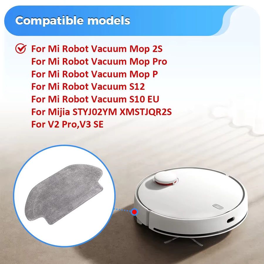 WINDNINJA Nassmopp-Tuch Zubehör in Grau für Xiaomi Mijia Mop 2S Pro P 3C S10EUS LDS STYTJ02YM und VIOMI V2Pro V3 SE S12 Staubsauger - Bild 2
