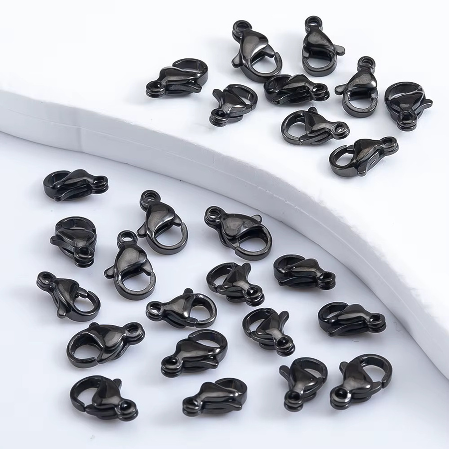 MOONMADE Karabinerverschlüsse und Haken, Edelstahl, Schwarz, 9/10 mm - Bild 2