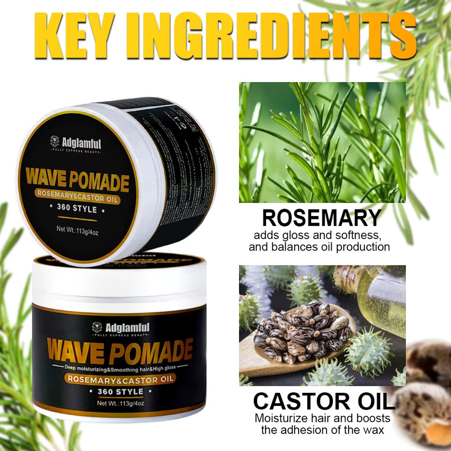 Adglamful 360-Grad-Wellen-Pomade, Paste für Herren, Rosmarin, Rizinusöl, 113 g - Bild 4