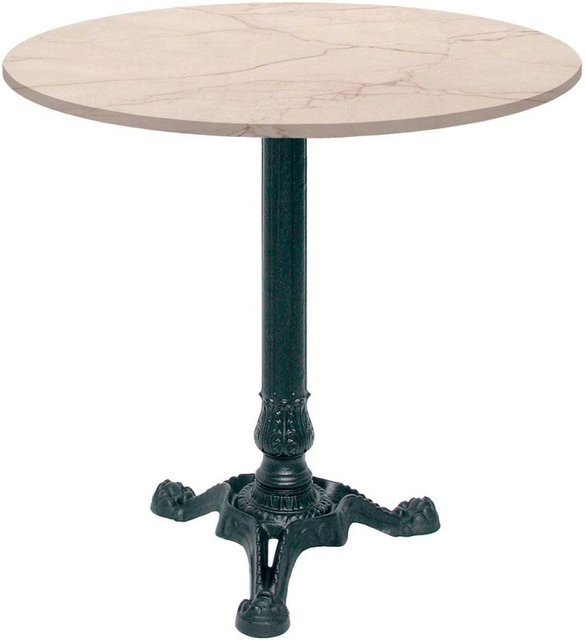 RestooTab Bistrotisch rund in Stein- und Holzoptik, Farbe Wollweiß/Beige/Marmoriert mit schwarzem Gestell, Durchmesser: 70 cm, Höhe: 75 cm - Bild 1