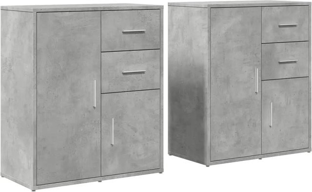 2er-Set vidaXL Sideboards aus Holzwerkstoff in Betongrau, B/T/H: 60 x 31 x 70 cm - Bild 1