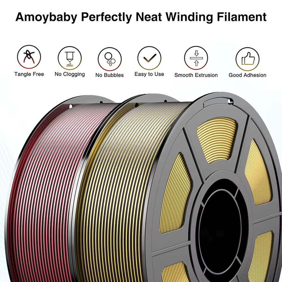 3D Maliang PLA Seide Filament Zweifarbig Gold Schwarz und Schwarz Rot für FDM 3D-Drucker 1,75mm - Bild 2
