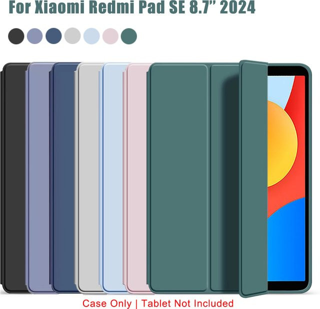 Dreifach faltbare Flip-Hülle für Xiaomi Redmi Pad SE 4G 8,7 Zoll 2024 in Pink mit magnetischem Ständer aus PU-Leder - Bild 1