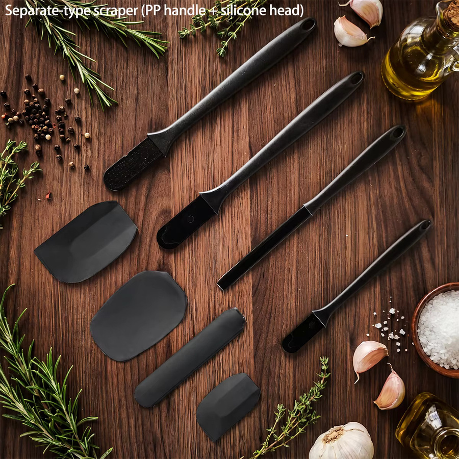 BAFENGS 6-teiliges Silikon-Küchenutensilien Set in Schwarz mit Spateln und Ölpinsel - Bild 2