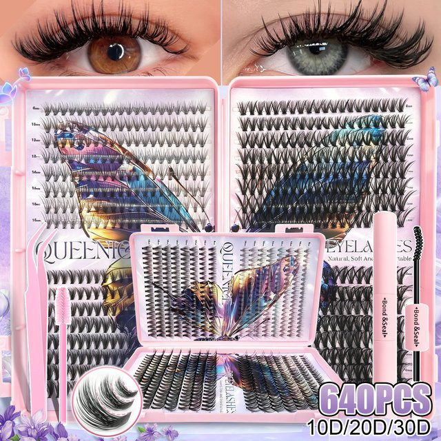 QUEENICE Einzelne Künstliche Wimpern, Cluster-Wimpern-Set, Natürlich - Bild 1