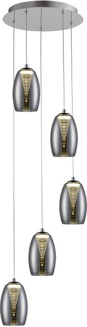 BRILLIANT Metropolis LED Pendelleuchte 5-flammig in Chrom mit Rauchglas, dimmbar via EasyDim, 3000K, höhenverstellbar - Bild 1