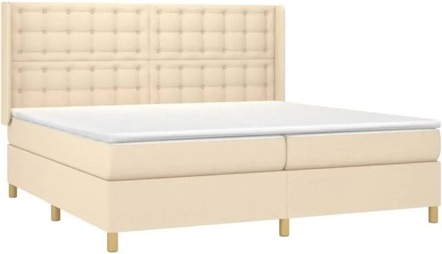 vidaXL Boxspringbett mit Matratze und LED-Beleuchtung in Creme, B/T/H: 200 x 200 x 118 cm - Bild 1