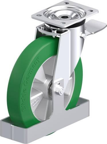 Blickle Stahlblech-Lenkrolle L-ALST 250K-3-ST-FS in Silber und Grün mit 250 mm Rad-Durchmesser und 500 kg Tragfähigkeit - Bild 1